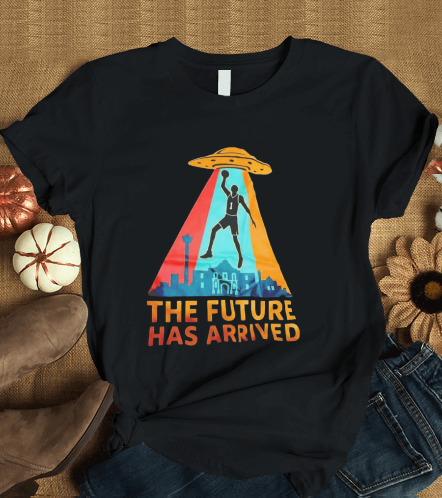 Basketball UFO Abduction Cityscape The Future Has Arrived T-Shirt