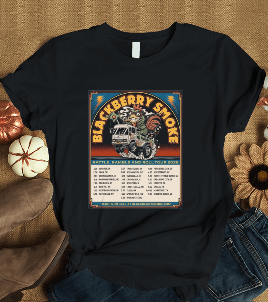 Blackberry Smoke Rattle Ramble And Roll Tour 2026 All Or Nothin Truck Dates T-Shirt
