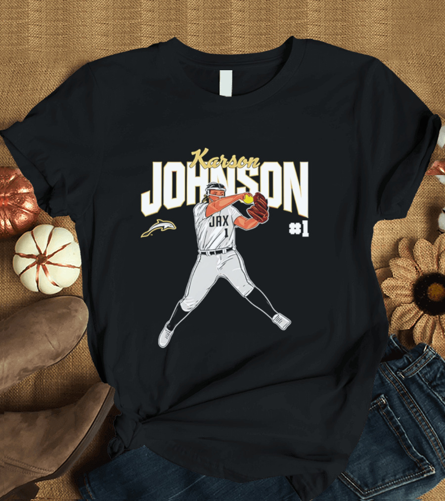 Karson Johnson JAX Softball #1 Caricature Legends T-Shirt