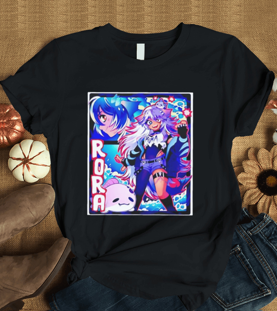 Rora Anime Character Vibrant Art With Cute Fantasy Elements And Pink Creature T-Shirt