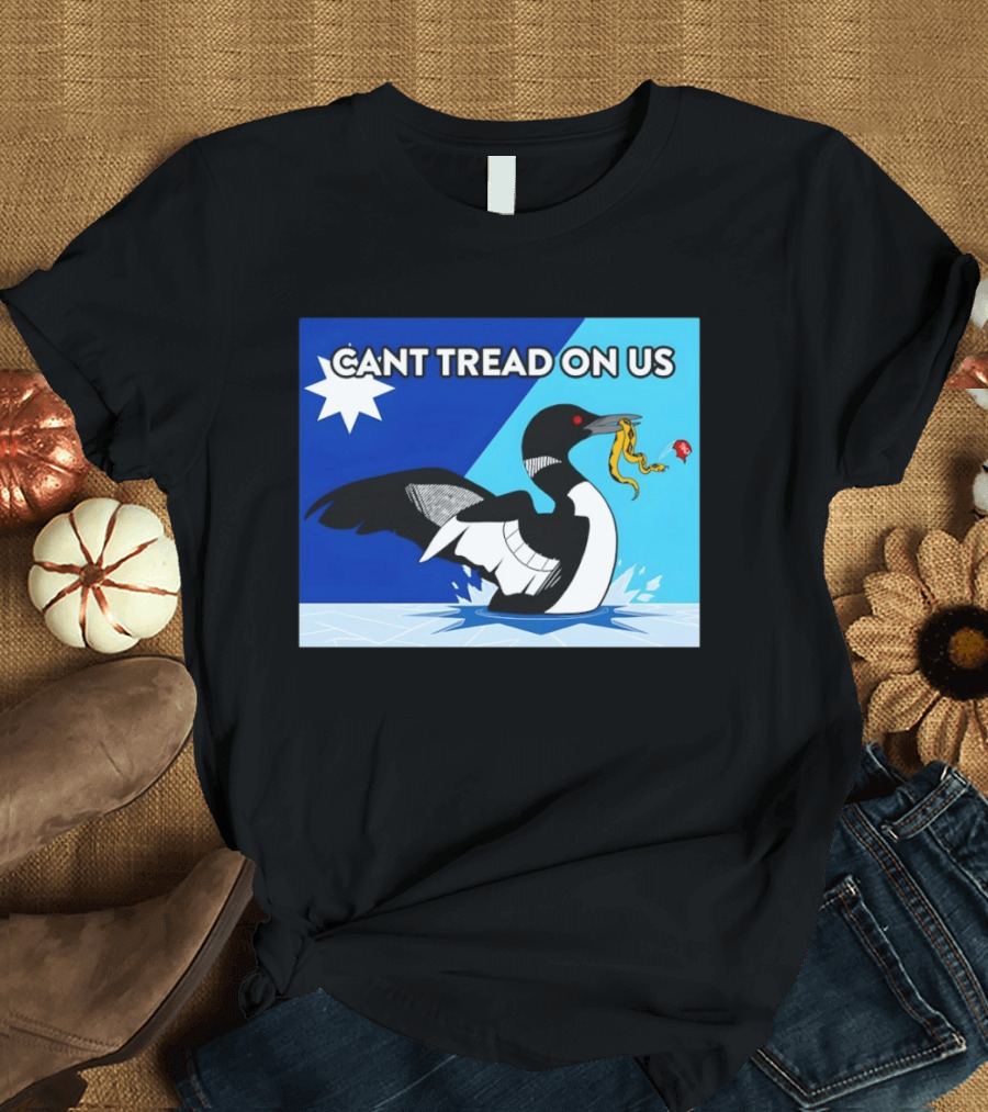 Can't Tread On Us Minnesota Loon Yellow Snake Black Bird Blue T-Shirt