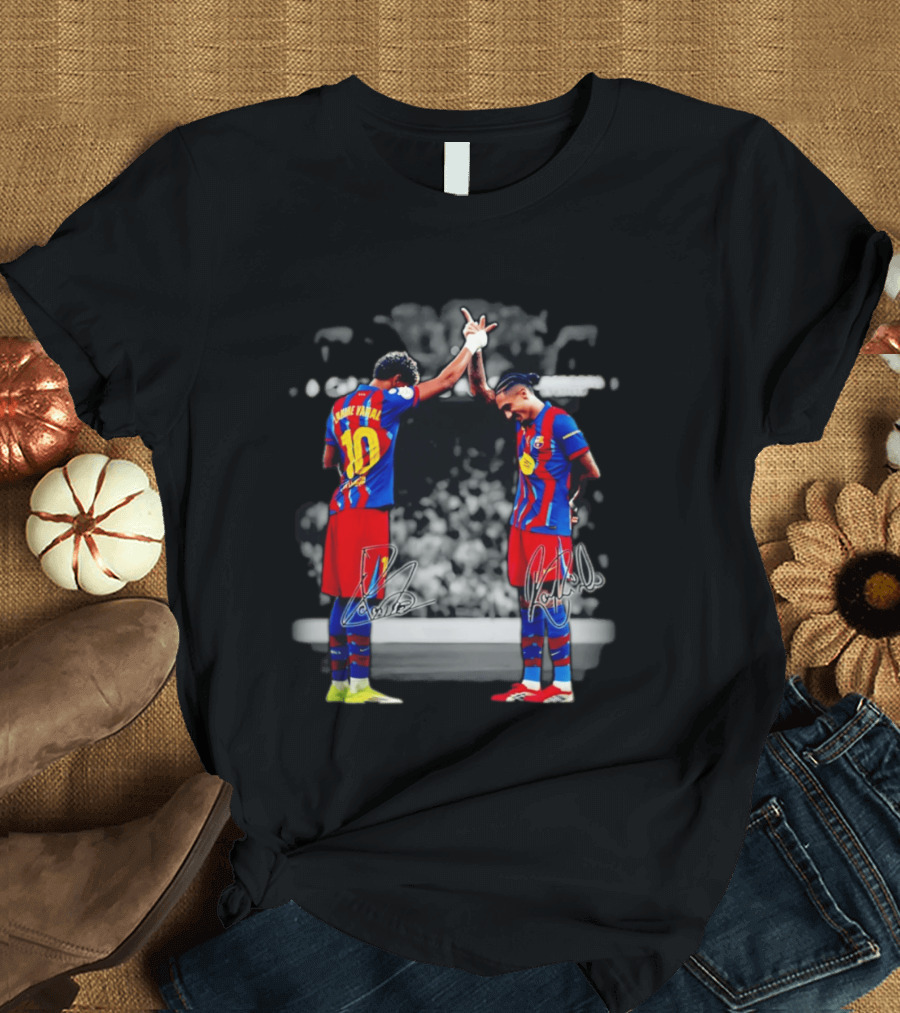 Lamine Yamal Raphinha Barcelona Brazil Soccer Duo Signatures T-Shirt