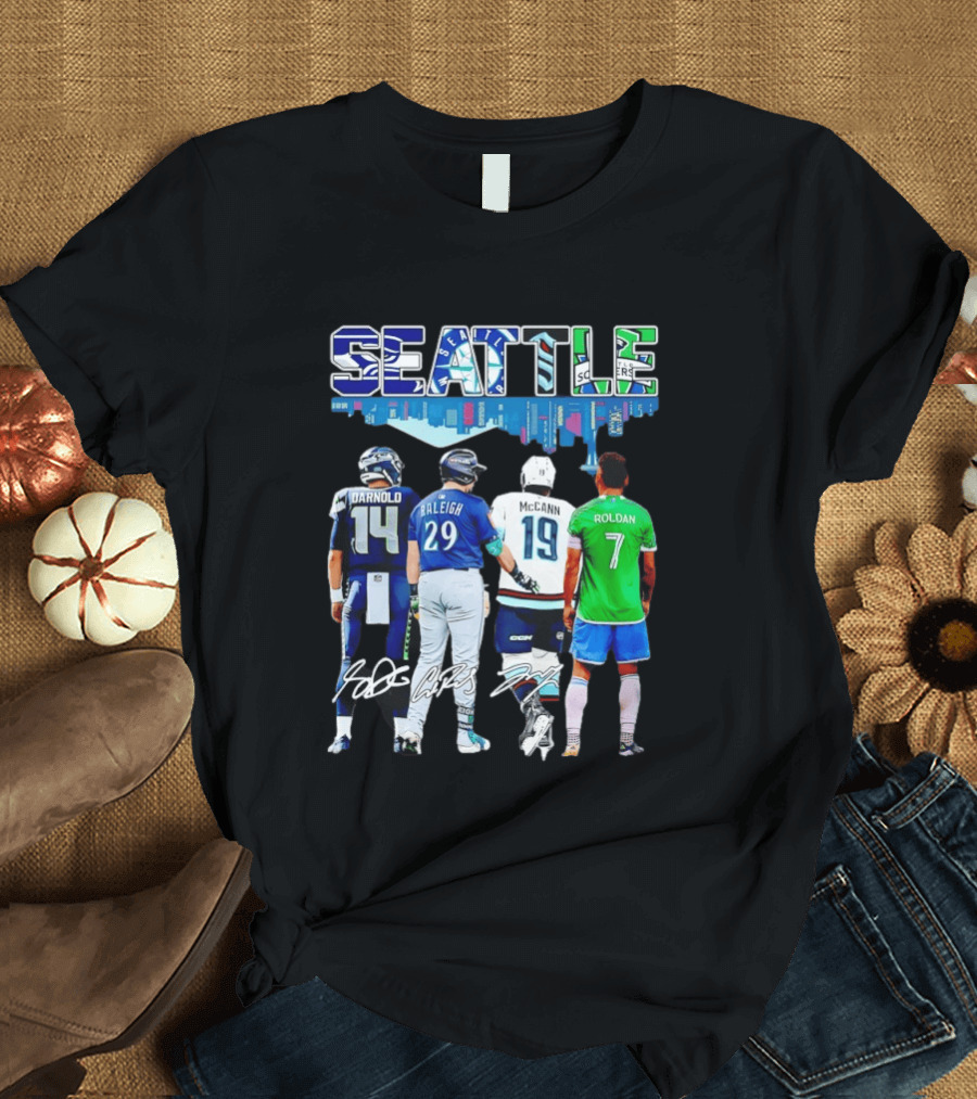 Seattle Sam Darnold Cal Raleigh Jared McCann Cristian Roldan Skyline T-Shirt