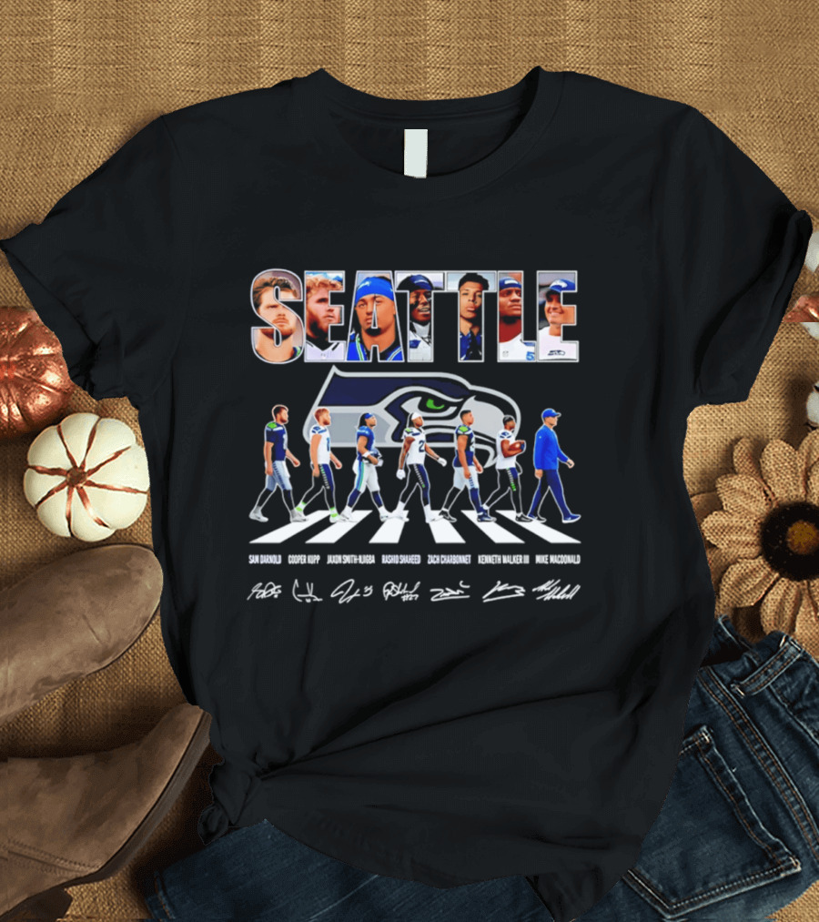 Seattle Seahawks Crosswalk Player Signatures 2026 T-Shirt
