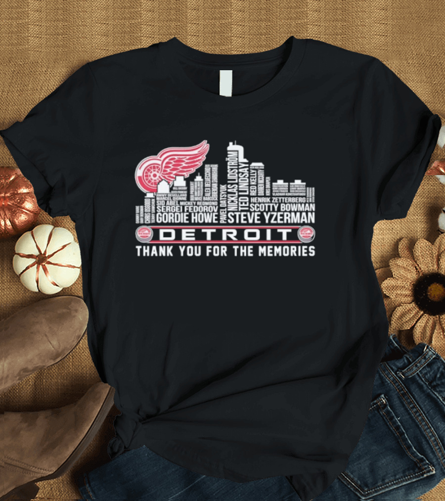 Detroit Red Wings City Skyline Steve Yzerman Thank You For The Memories T-Shirt