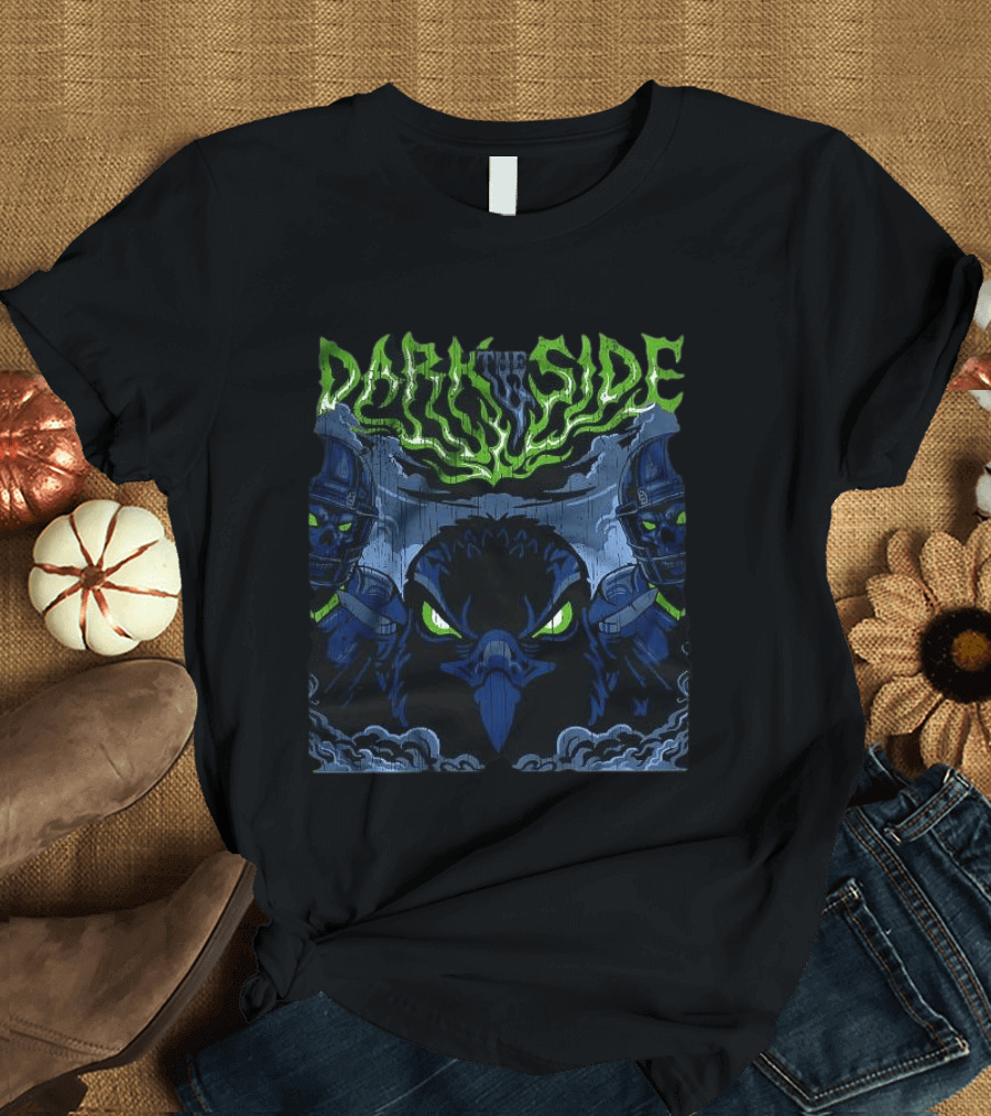 Seattle Seahawks Dark Side Night Vision Skull Eclipse T-Shirt