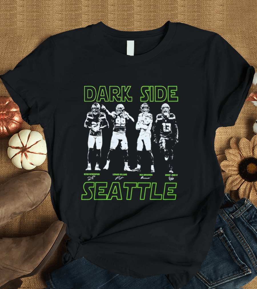 Seattle Seahawks 2026 Dark Side Defense Devon Witherspoon Leonard Williams Nick Emnanwori Ernest Jones IV T-Shirt