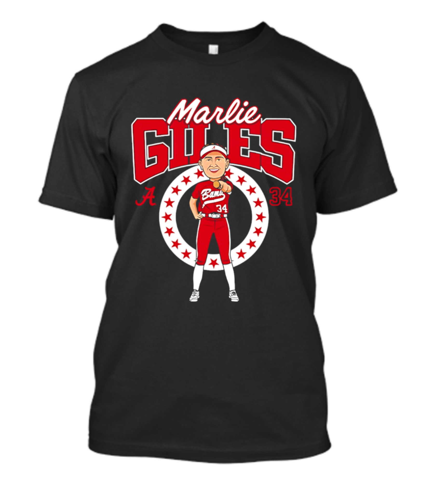 Marlie Giles Alabama Softball Bama 34 NCAA Caricature T-Shirt