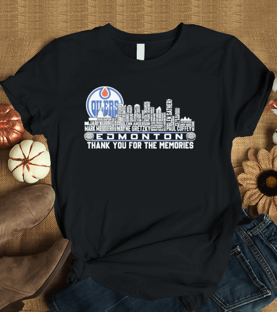 Edmonton Oilers Players City Skyline Thank You For The Memories T-Shirt
