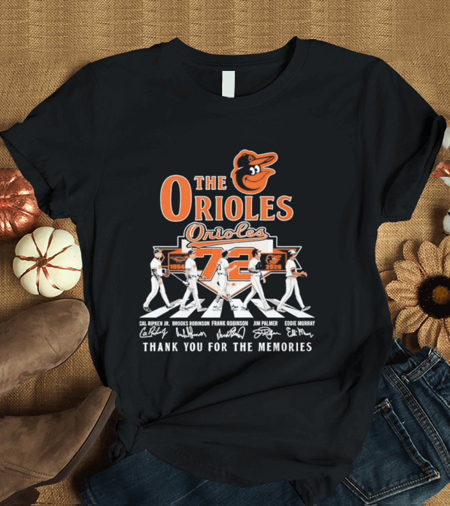 The Orioles 72 Abbey Road Ripken Robinson Murray Palmer Thank You For The Memories T-Shirt