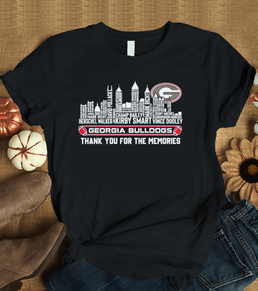 Georgia Bulldogs Players City Skyline Thank You For The Memories T-Shirt