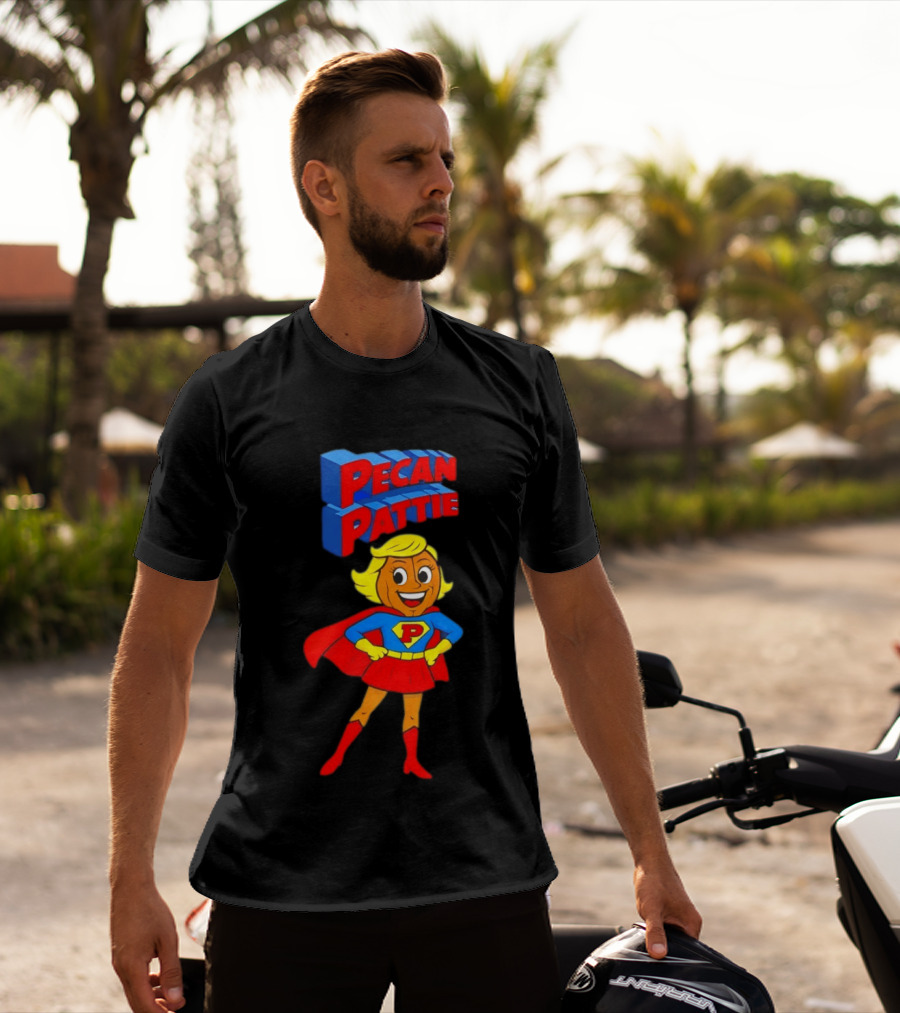 Pecan Pattie Superhero Character Red Blue Outfit T-Shirt