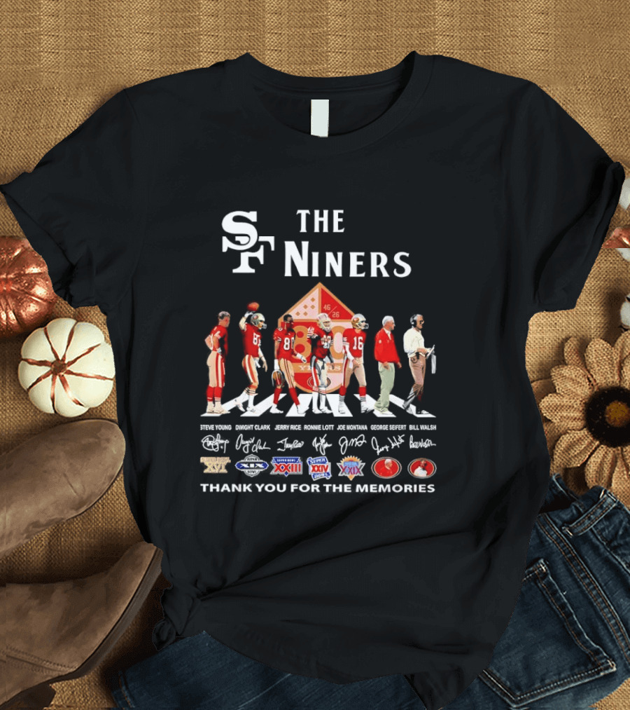 The Niners San Francisco 49ers Legends Thank You For The Memories Icons And Championships T-Shirt