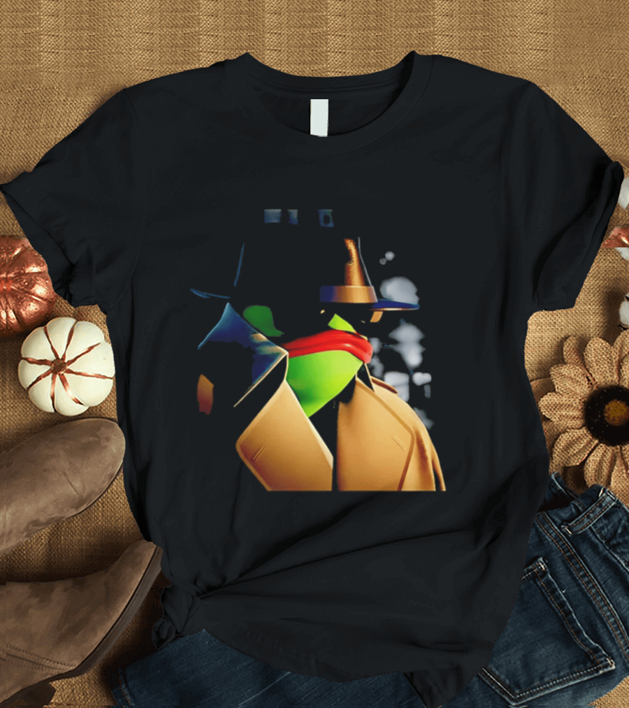 Pepe The Frog Detective Trench Coat Cigarette Doodles T-Shirt