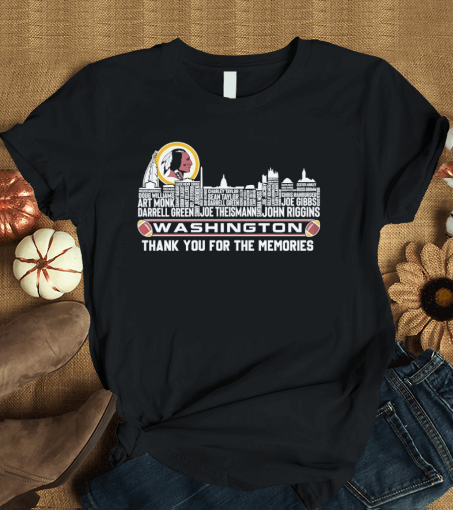 Washington Redskins Player Names City Skyline Thank You For The Memories T-Shirt