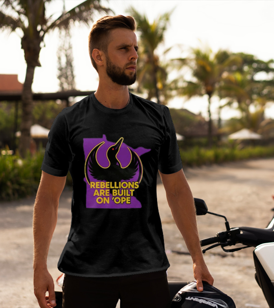 Rebellions Are Built On 'Ope Minnesota Purple Map Black Bird T-Shirt