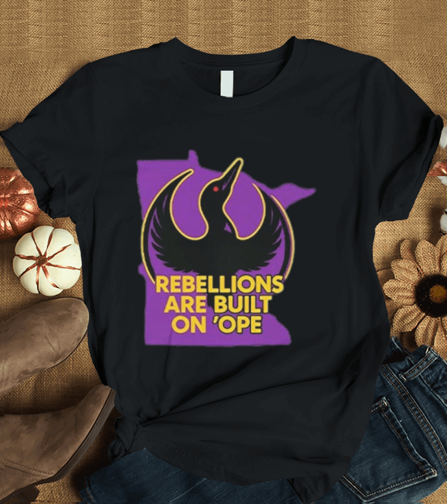 Rebellions Are Built On 'Ope Minnesota Purple Map Black Bird T-Shirt