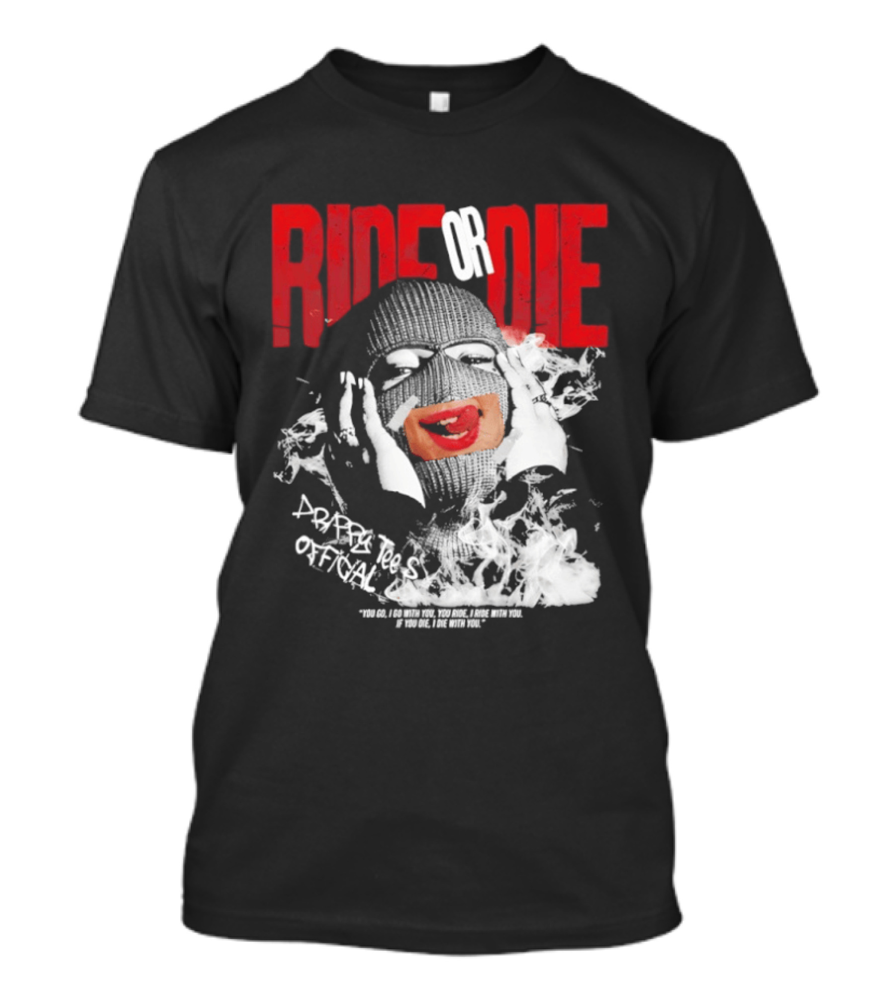 Ride Or Die Joker Grunge Typography And Distorted Joker Face T-Shirt