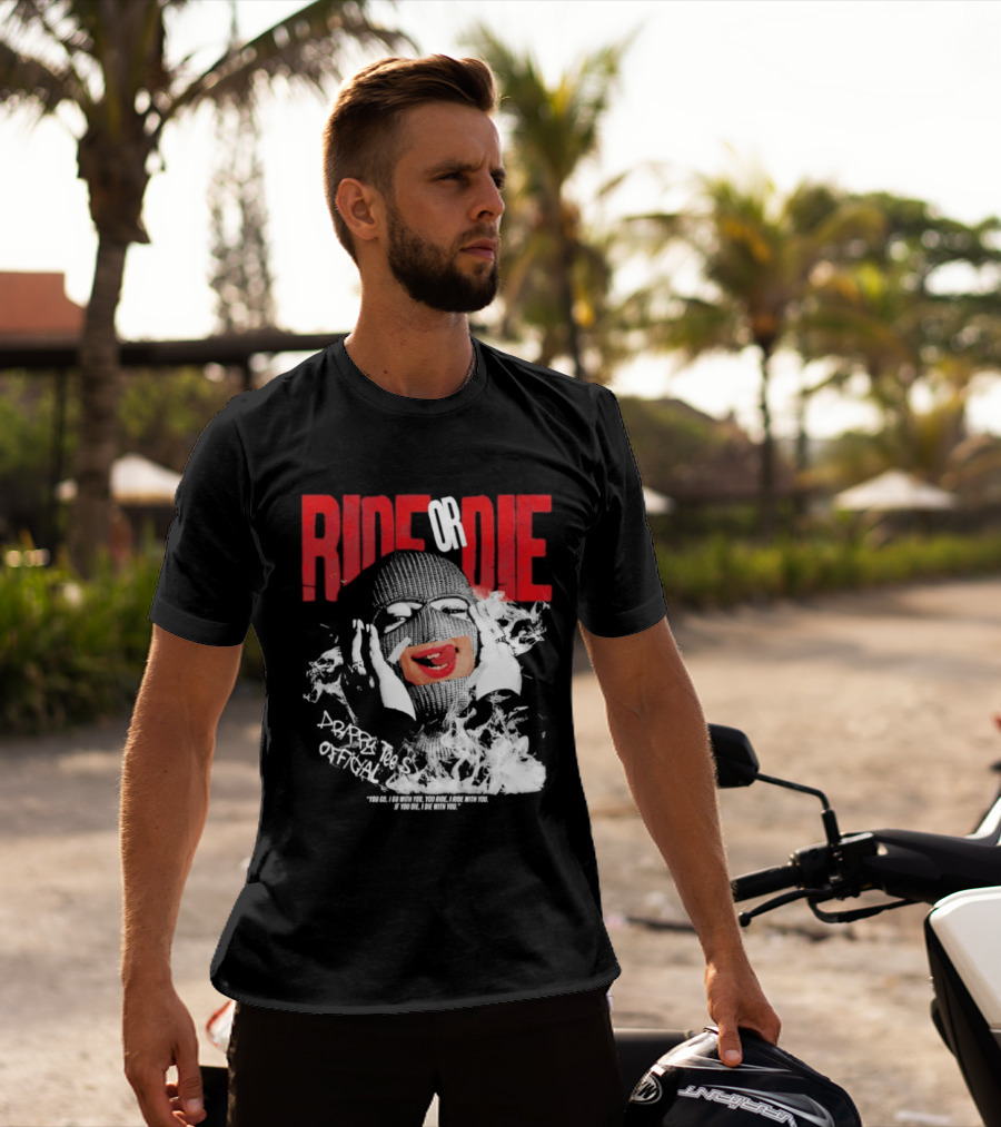 Ride Or Die Joker Grunge Typography And Distorted Joker Face T-Shirt