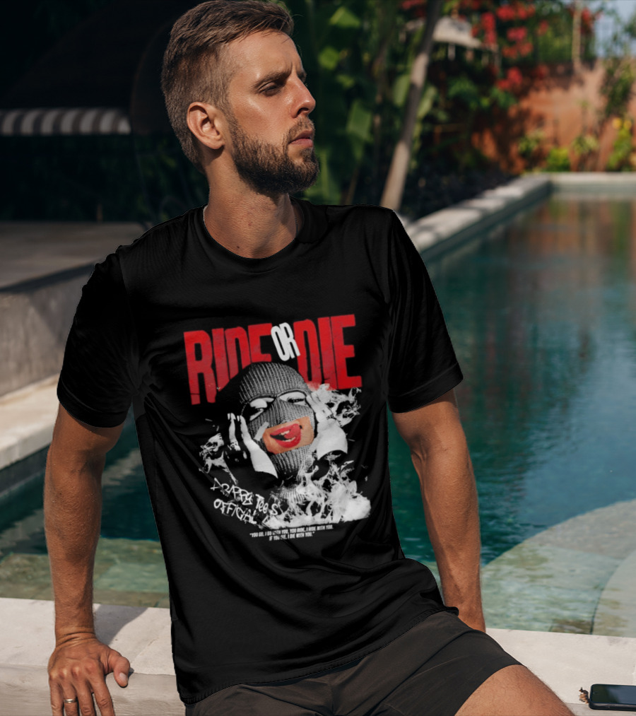 Ride Or Die Joker Grunge Typography And Distorted Joker Face T-Shirt