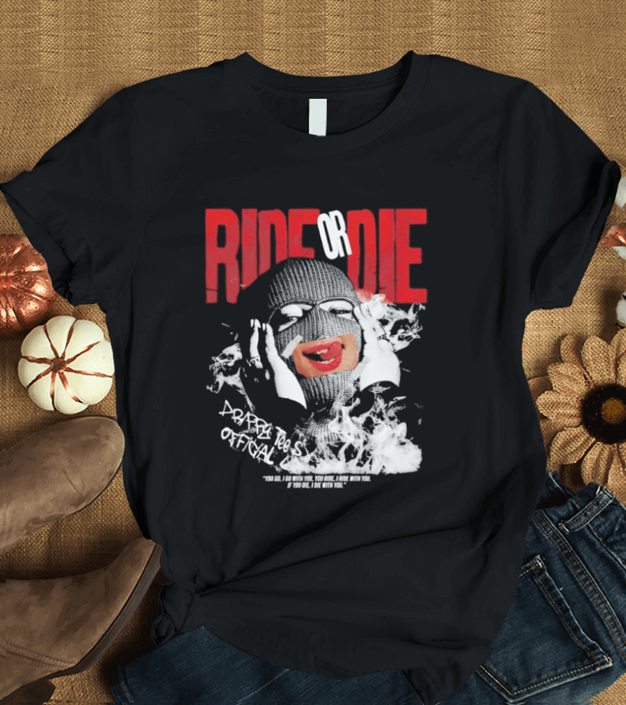 Ride Or Die Joker Grunge Typography And Distorted Joker Face T-Shirt