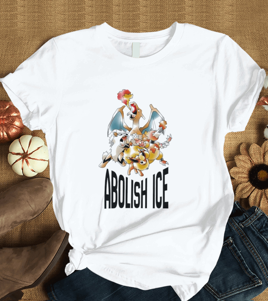 Abolish ICE Pokémon Characters Charizard Blastoise Pikachu Protest T-Shirt