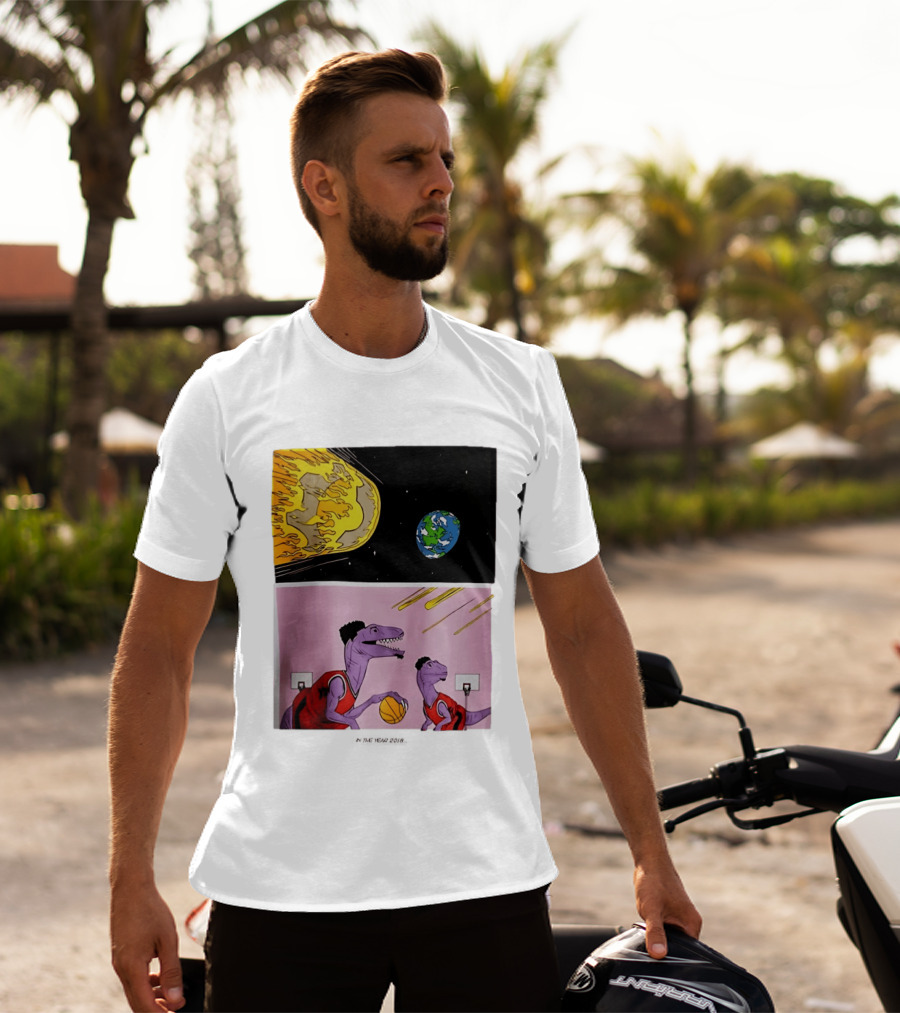 Bron Sends Him A LeBronto Dinosaur Meteor Basketball Earth Raptors T-Shirt