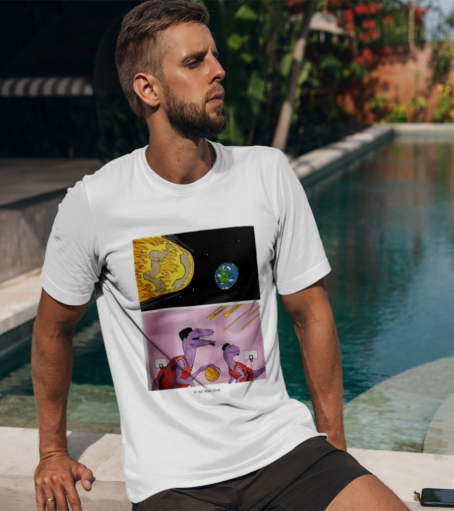 Bron Sends Him A LeBronto Dinosaur Meteor Basketball Earth Raptors T-Shirt