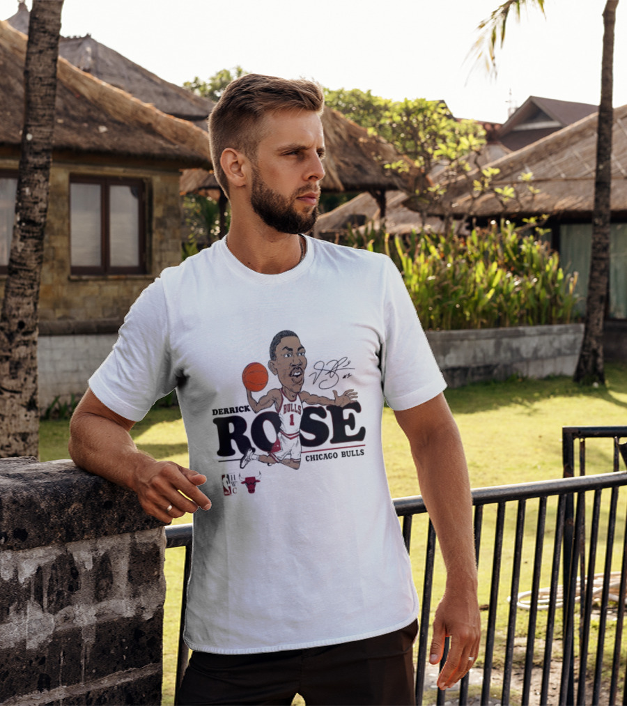 Derrick Rose Chicago Bulls Caricature Basketball T-Shirt