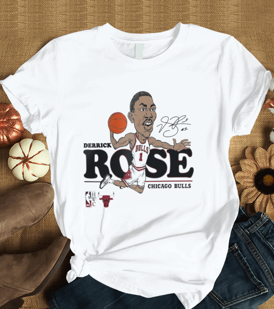 Derrick Rose Chicago Bulls Caricature Basketball T-Shirt