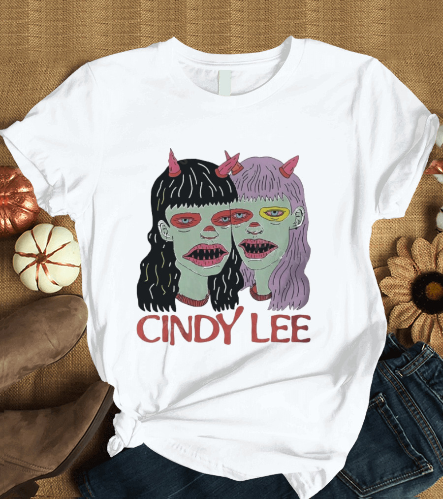 Cindy Lee Two Face Horned Creature Horror T-Shirt