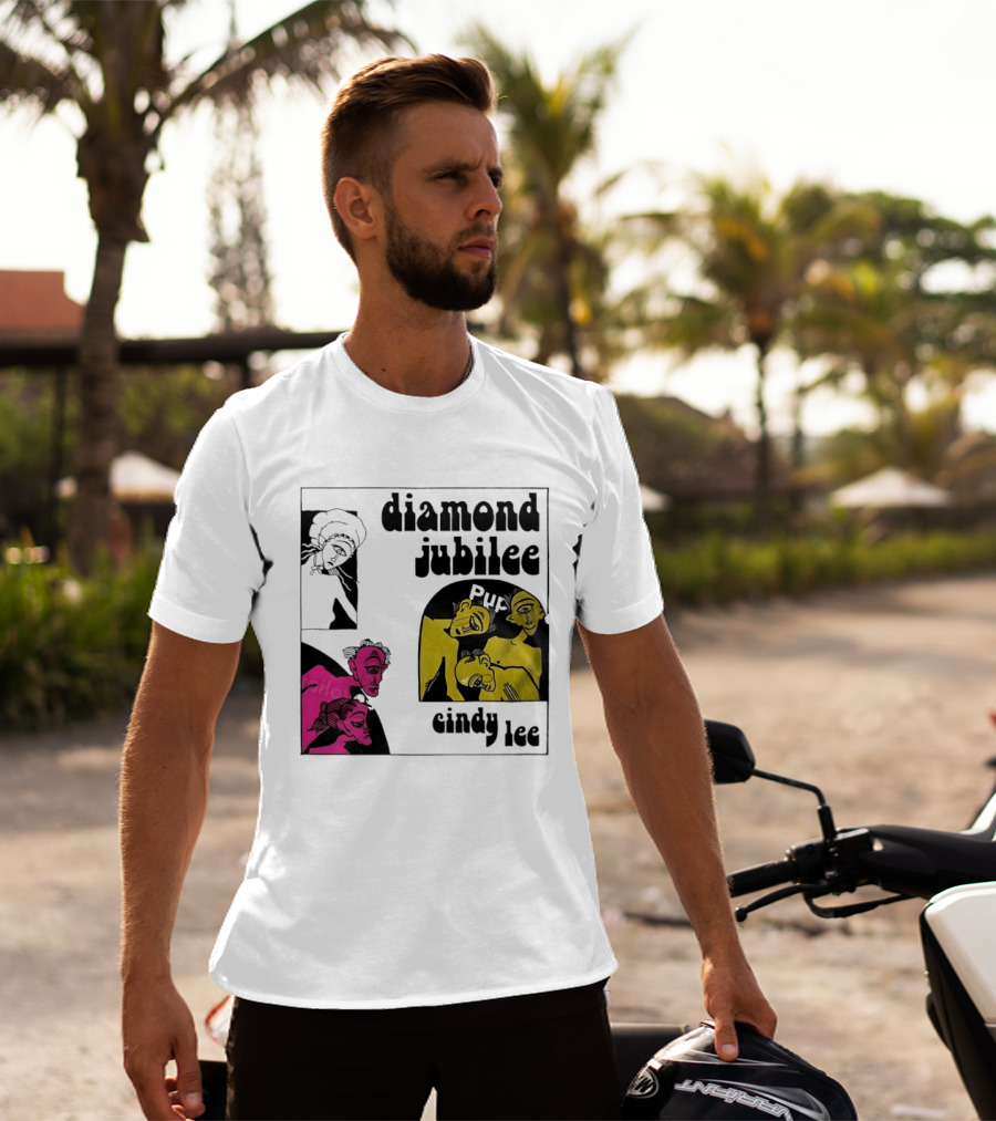 Diamond Jubilee Music Album Cindy Lee Illustrated Faces T-Shirt