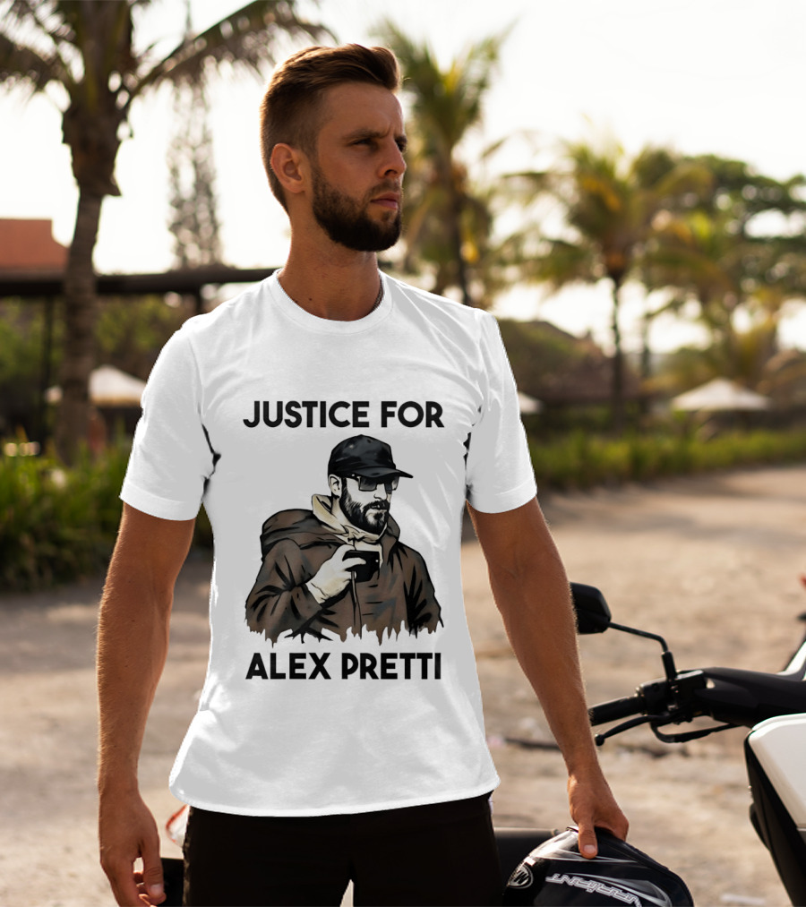 Justice For Alex Pretti Black Cap And Coffee Cup T-Shirt