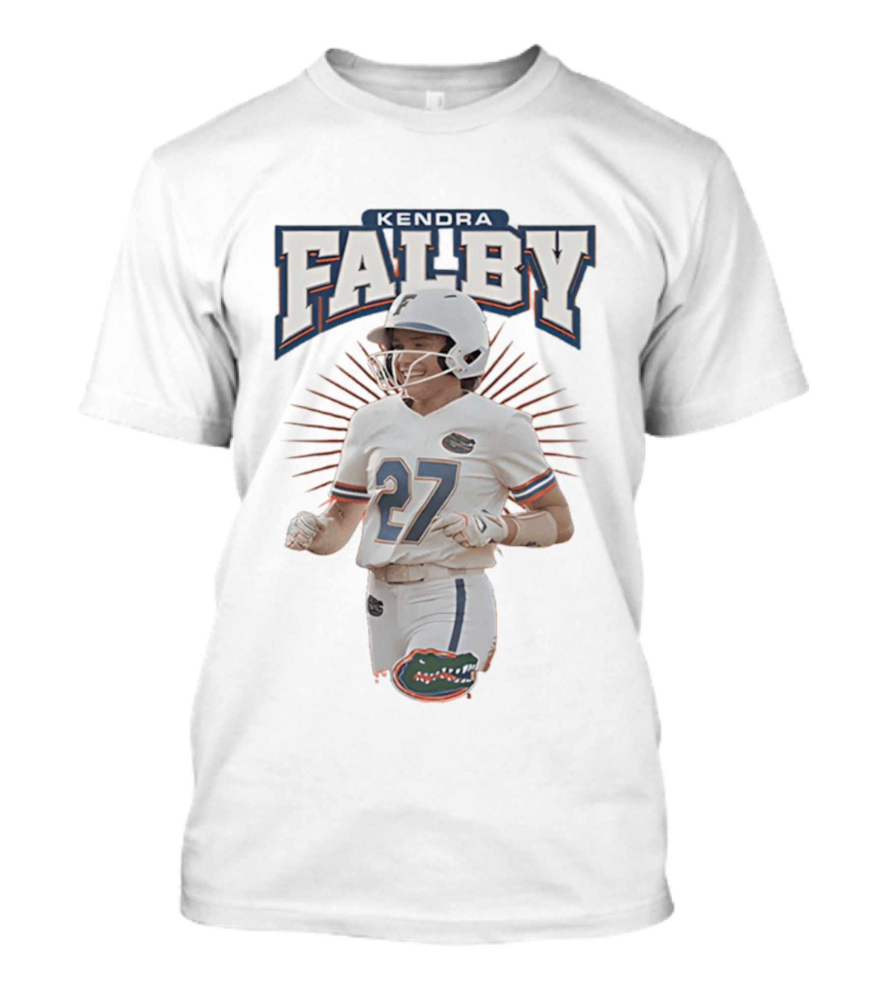 Kendra Falby Florida Softball NCAA Gators Number 27 Caricature T-Shirt