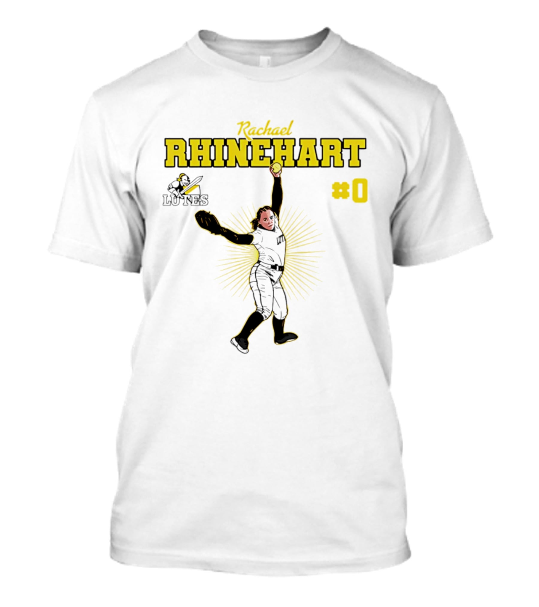Rachael Rhinehart PLU Lutes Softball #0 Caricature T-Shirt