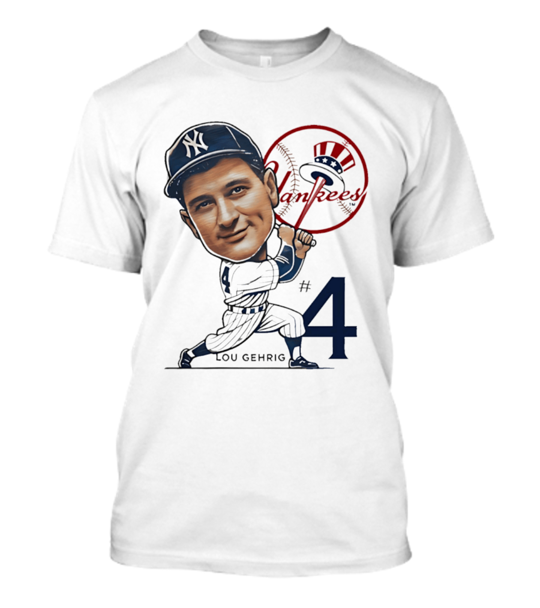 Lou Gehrig New York Yankees #4 Caricature Yankees T-Shirt