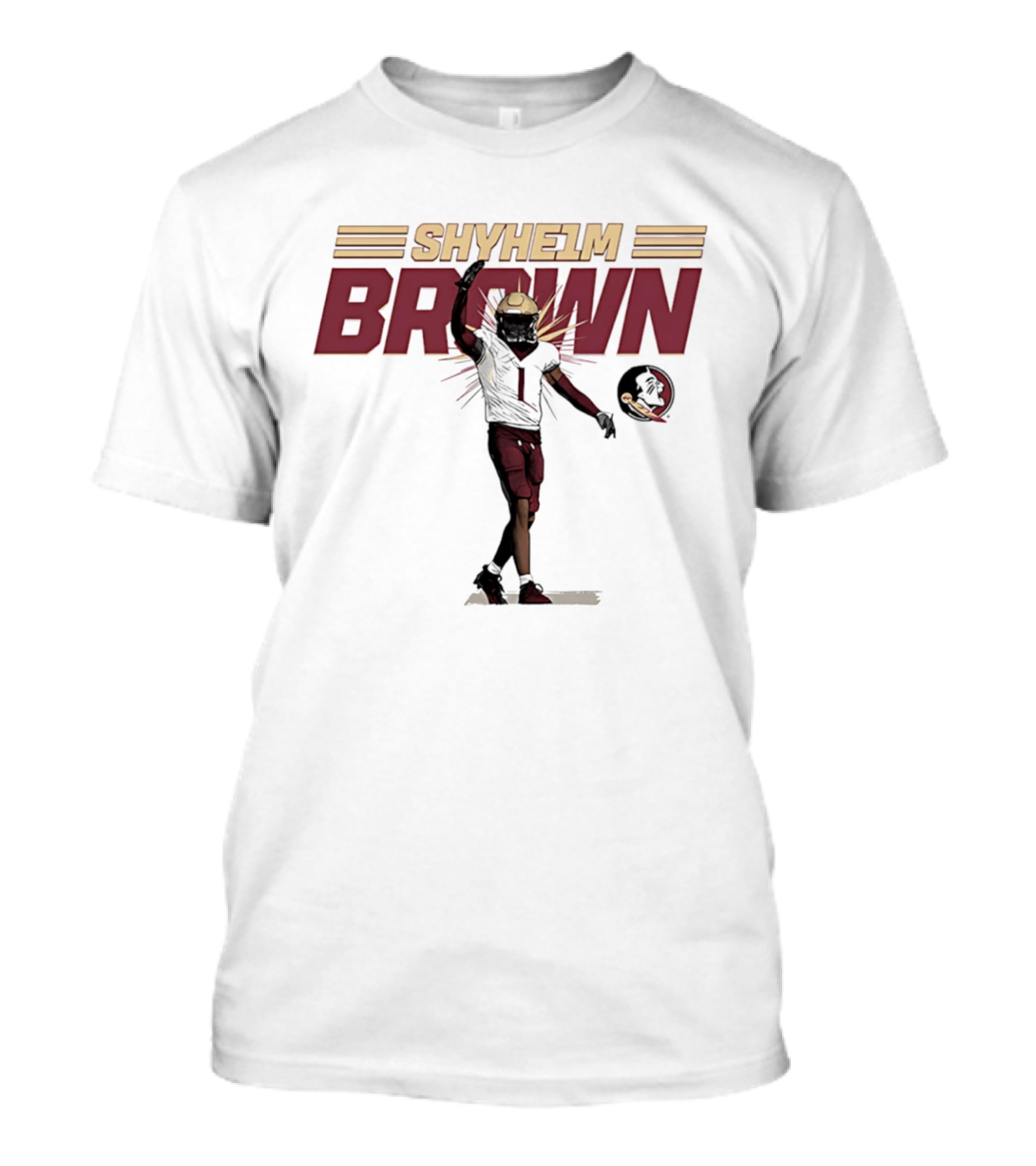 Shyheim Brown Fsu Football Caricature Ncaa Player Execution T-Shirt