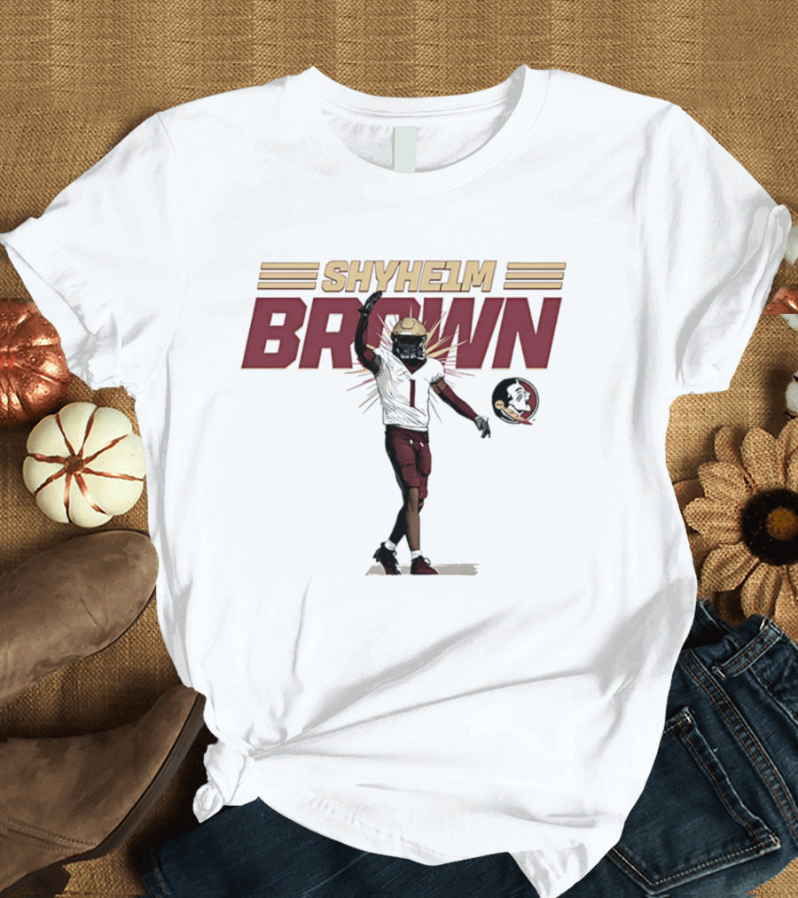Shyheim Brown Fsu Football Caricature Ncaa Player Execution T-Shirt