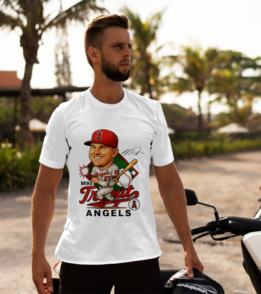 Mike Trout Angels Baseball Caricature Los Angeles Legend T-Shirt