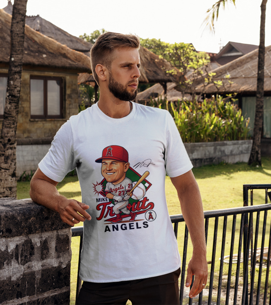 Mike Trout Angels Baseball Caricature Los Angeles Legend T-Shirt