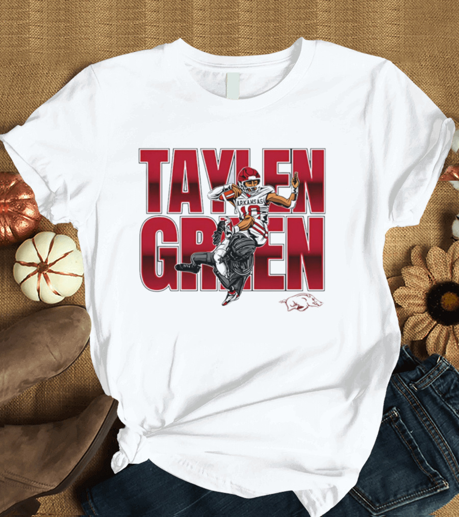 Taylen Green Arkansas Football NCAA Razorbacks Caricature T-Shirt
