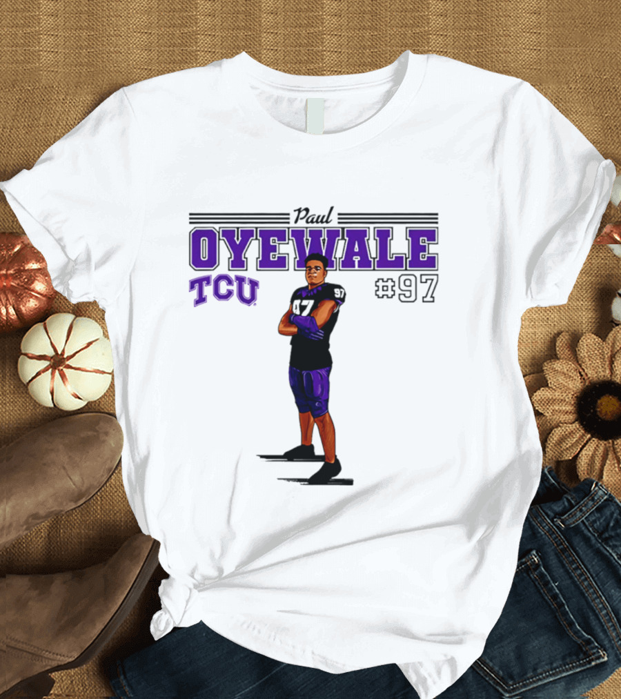 Paul Oyewale TCU Football NCAA #97 Caricature T-Shirt