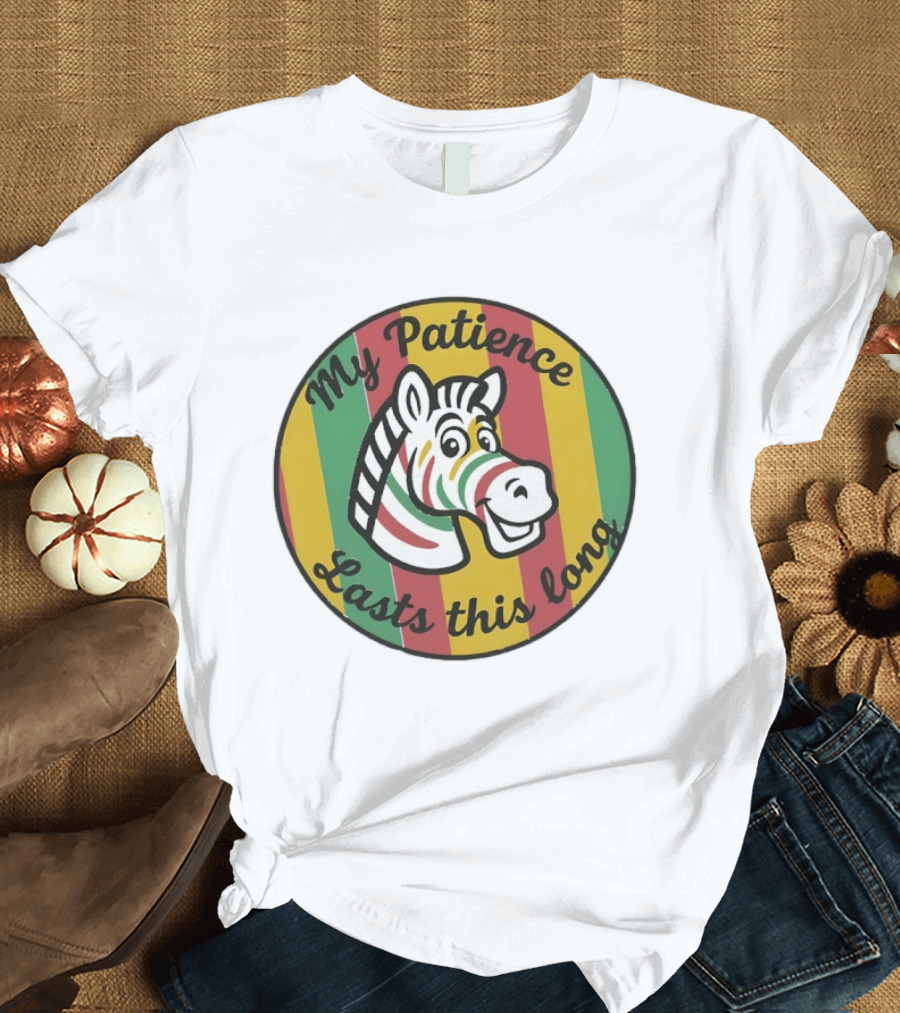 Zebra My Patience Lasts This Long Striped Cartoon T-Shirt