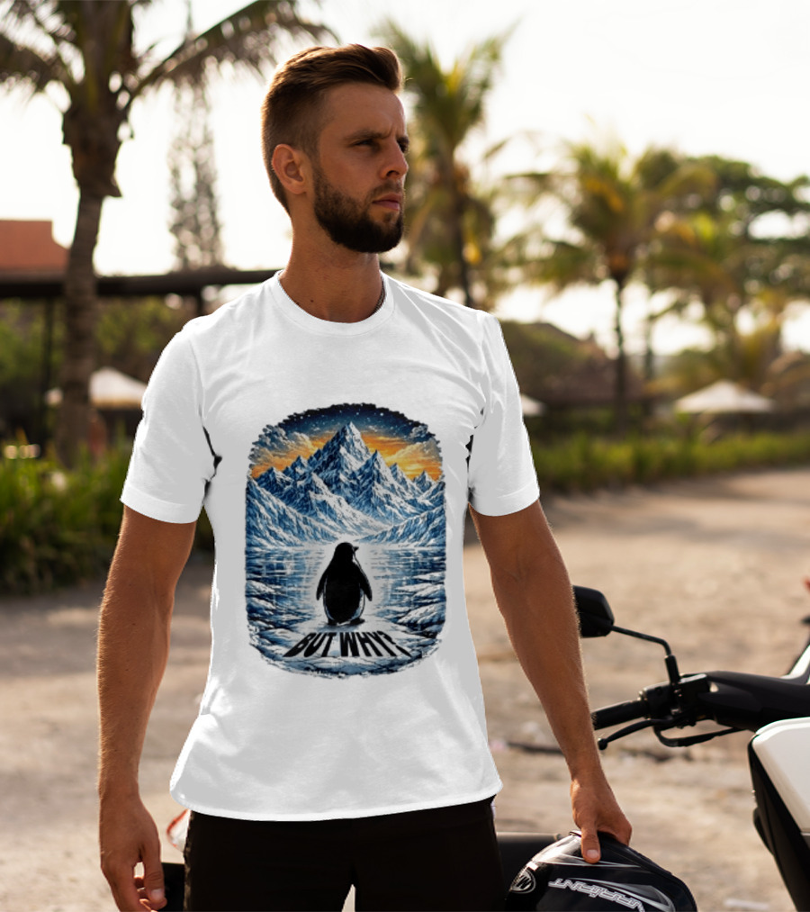 Viral Nihilist Penguin But Why Mountain Reflection T-Shirt