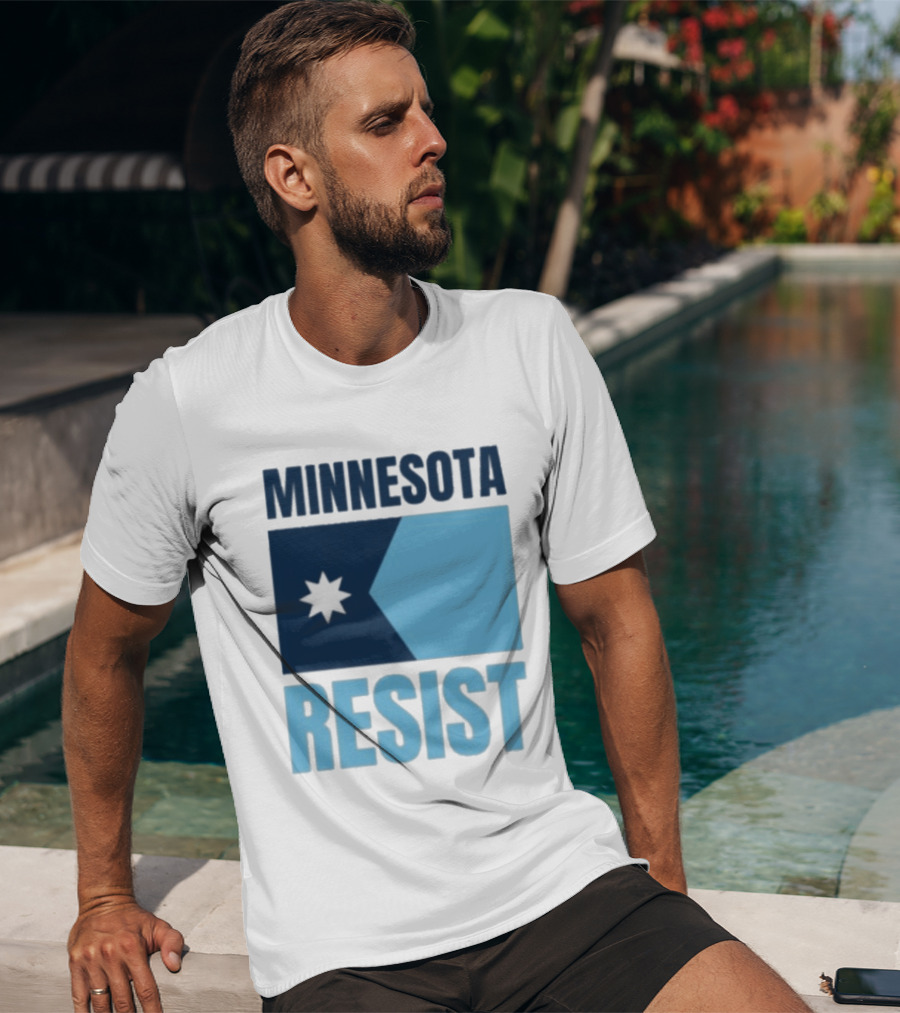 MINNESOTA RESIST Star Flag Blue Rectangle T-Shirt