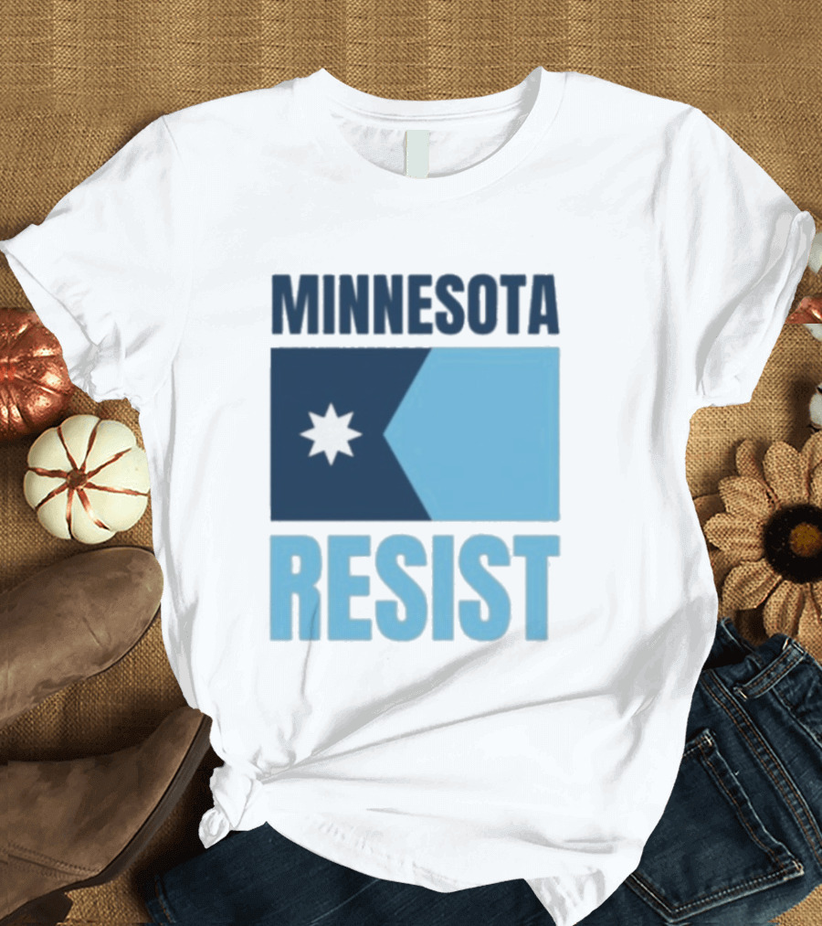MINNESOTA RESIST Star Flag Blue Rectangle T-Shirt