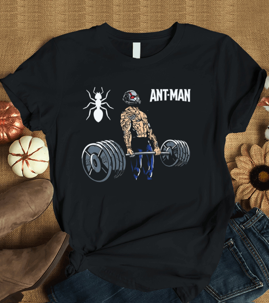 Ant Man Gym Workout Lifting Weights With Ant T-Shirt