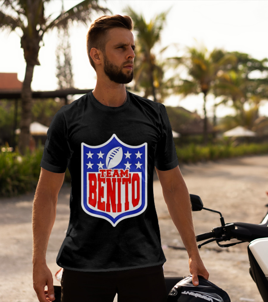Team Benito Football Shield Stars Personalized Name T-Shirt