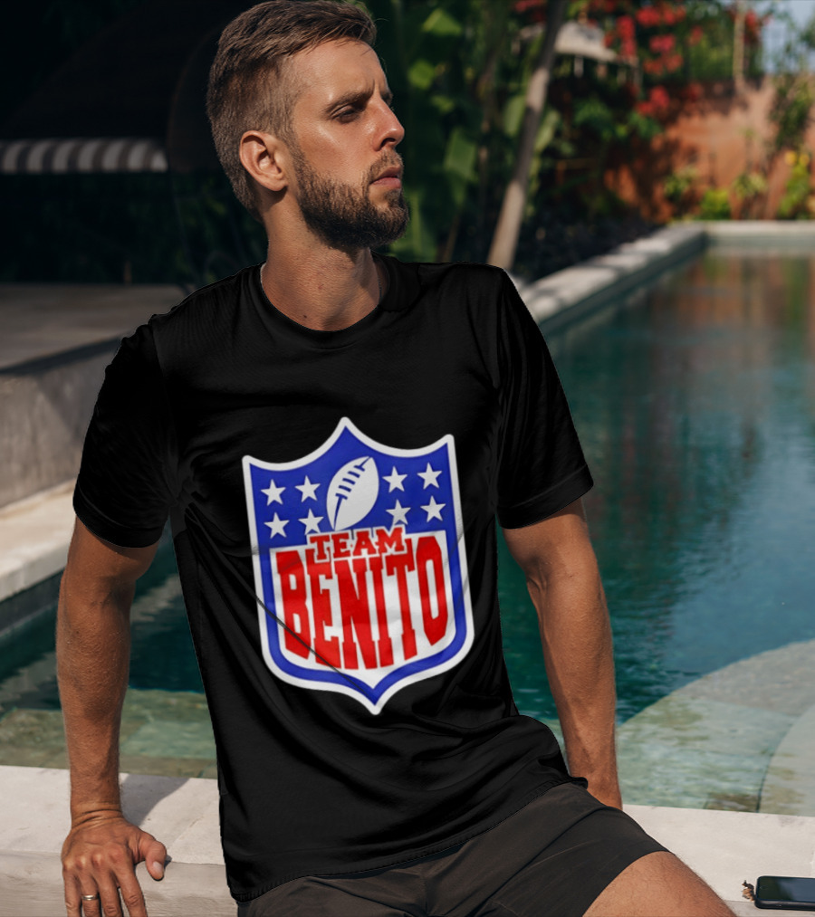Team Benito Football Shield Stars Personalized Name T-Shirt