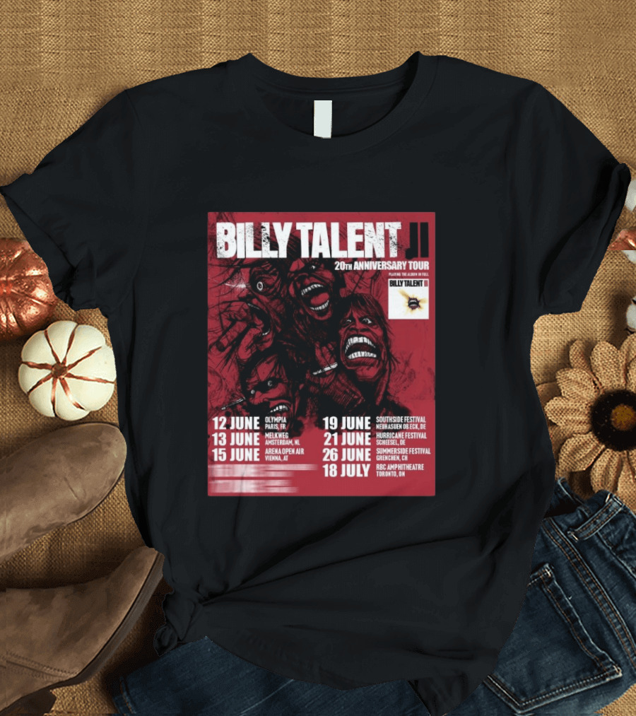 Billy Talent 20th Anniversary Tour Dates Europe Canada 2023 T-Shirt